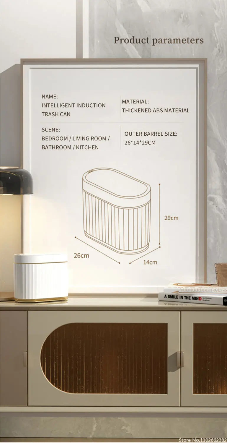 7L/9L Smart Trash Can Electronic Automatic Smart Sensor Garbage Bin Household Toilet Waste Garbage Can for Kitchen Bathroom