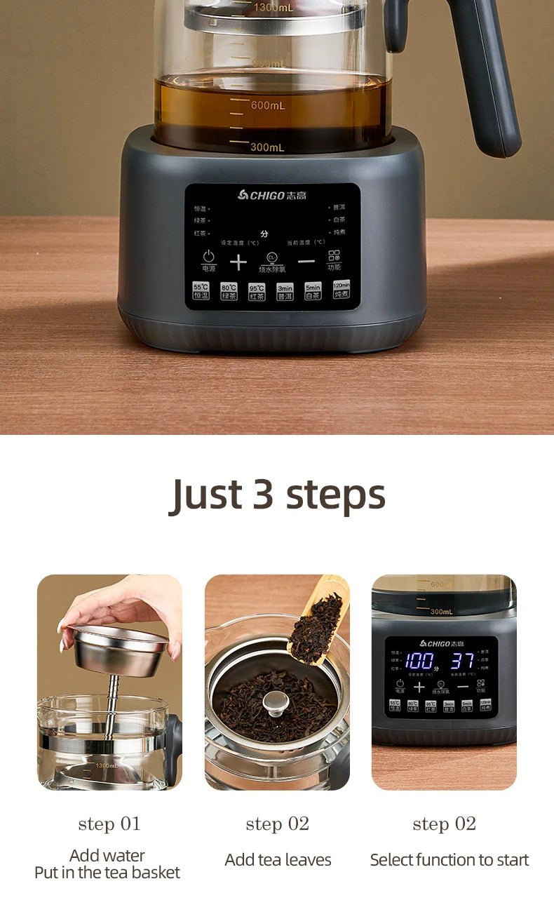 1.3L Steam Spray Tea Kettle Multifunctional Electric Kettle Baby Constant Temperature Milk Regulator 72h Thermostatic Kettle