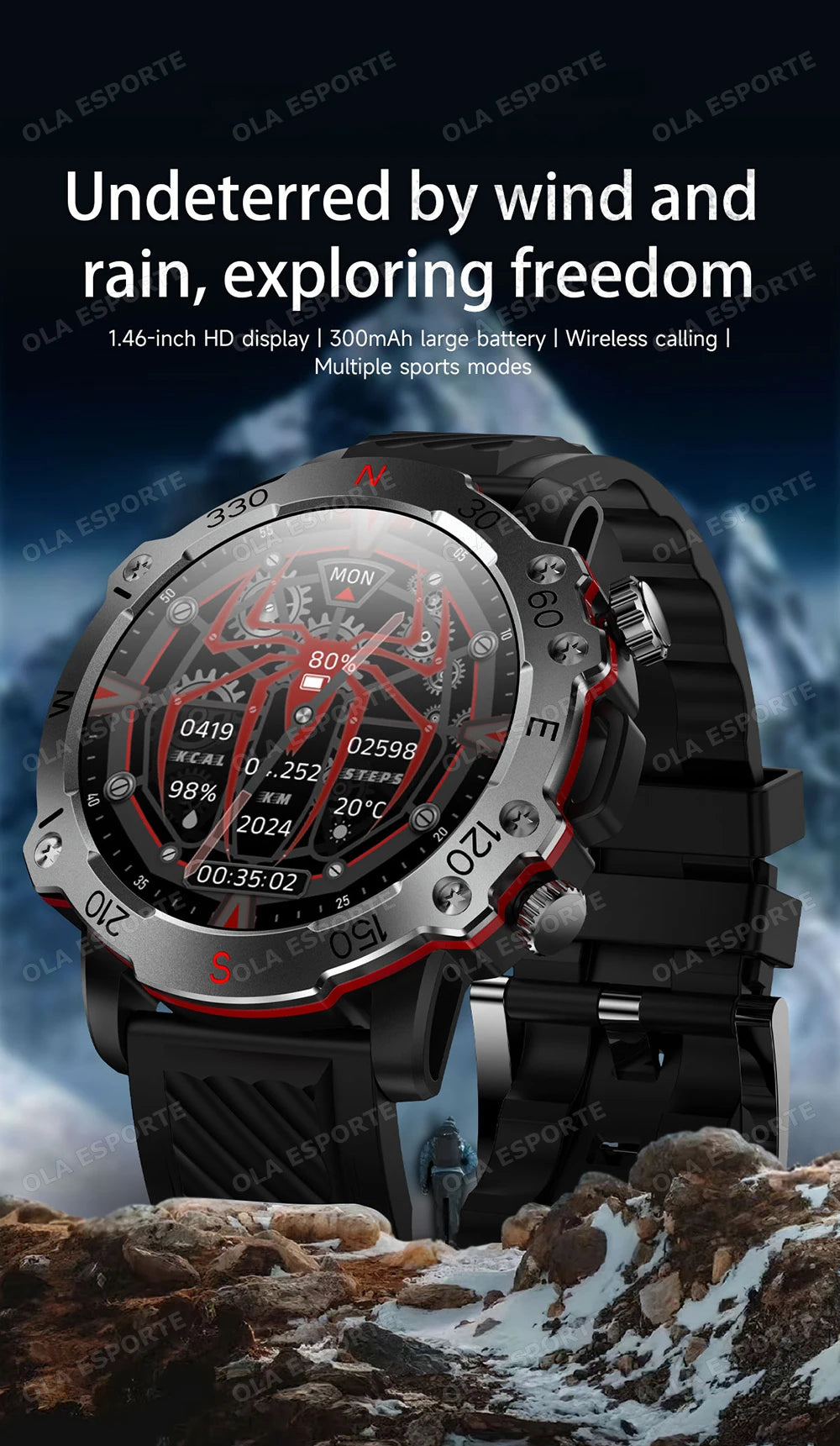 GPS Smart Watch 5ATM Waterproof Built-in Dual-band GNSS GPS Motion trajectory Military Sport Smartwatch Men 2025 New For Android