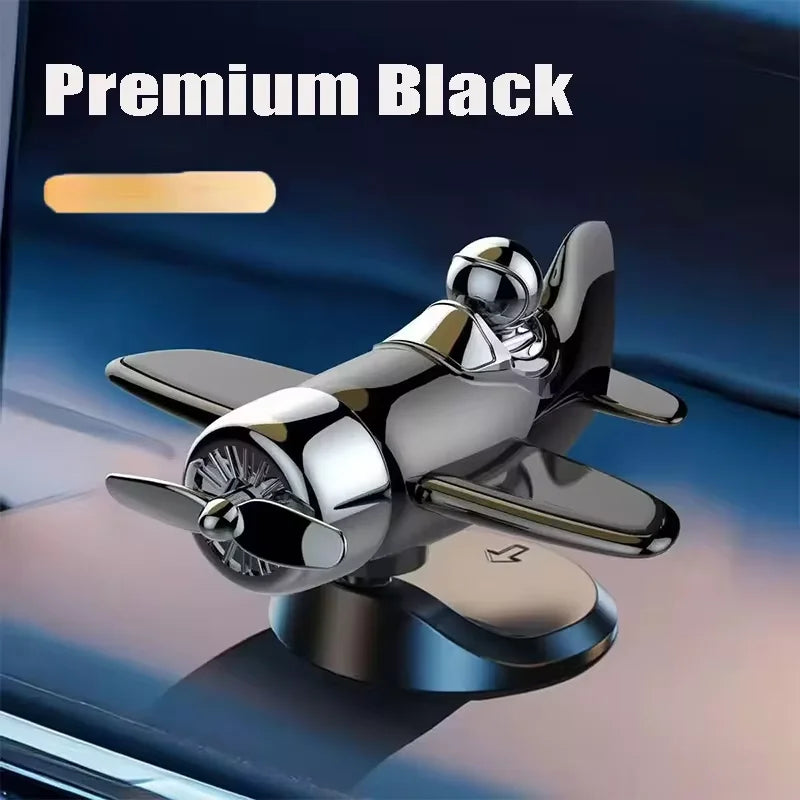 Car Solar Powered Rotating Airplane Decor Dashboard Windmill Spinner Creative Center Console Ornament Vehicle Accessories
