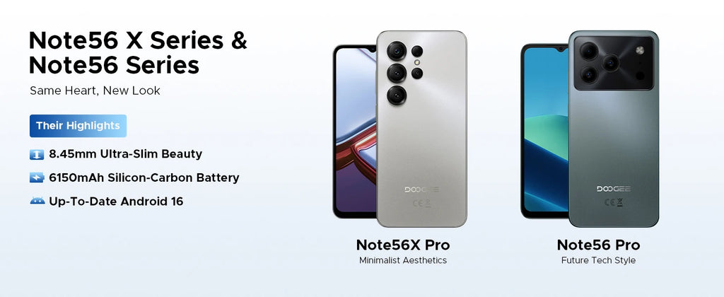Global Version DOOGEE Note56X Pro Smartphone Android 16 Gemini AI  6150mAh Battery 6.56'' Display Widevine L1 Mobile Phone NFC