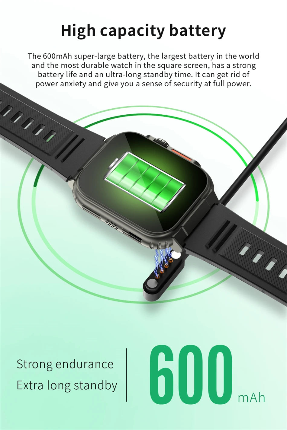 LIGE 600mAh high-Capacity Smart Watch Ultra Watch Men Bluetooth Call TWS Local Music Smartwatch Sport IP68 Waterproof Watches