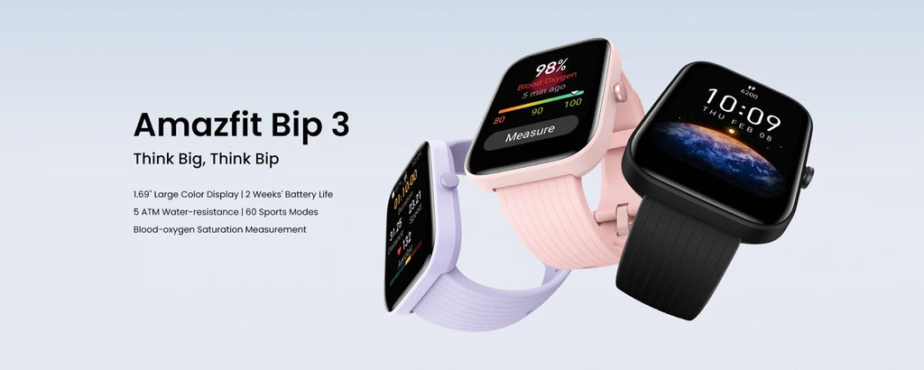 Amazfit Bip 3 Smartwatch For Men Women Birthday Gift Blood-oxygen Saturation Measurement  5ATM Waterproof 60 Sports Modes95New