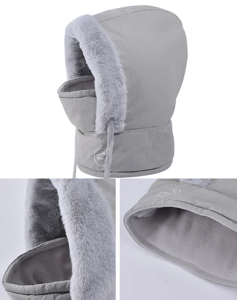 Unisex Plush Balaclava Hat Knitting Breathable Winter Women's Balaclava Hat Warm Neck Scarf With Face Mask For Outdoor Sports