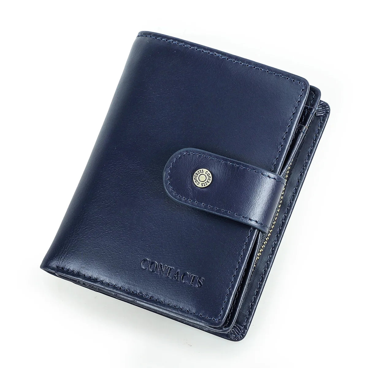 CONTACT'S Genuine Leather RFID Vintage Wallet Men With Coin Pocket Short Wallets Small Zipper Wallet With Card Holders Man Purse