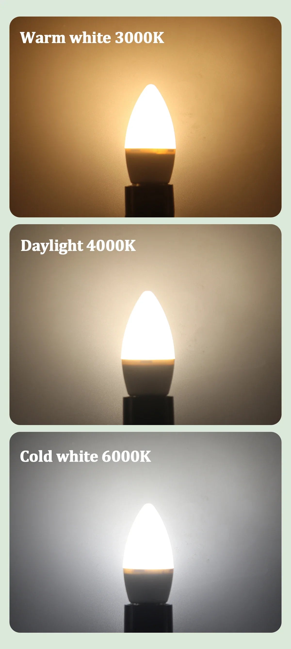 5-12pcs E14 E27 Led Bulb 220V 110V 3W 5W 6W 7W Warm Lighting 3000K 6000K Candle Lamp Led Chandelier Light for Home Decoration