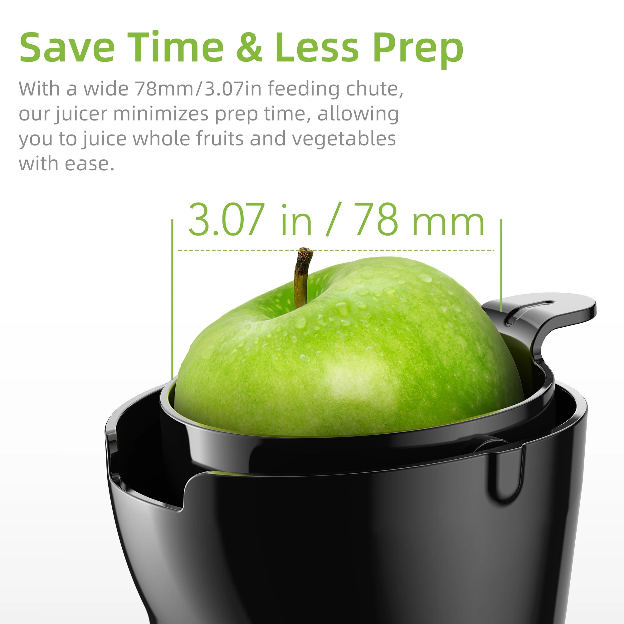 BioloMix 200W Cold Pressed Juicer with 78mm Feed Slot, Crushed Juice Extractor Fits Whole Fruits and Vegetables, Easy to Clean