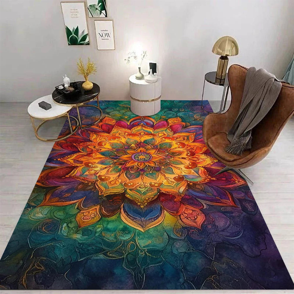 Flower Carpet Cartoon Living Room Bedroom Kitchen Sofa Table Balcony Rug Non-slip Washable Mat Exquisite Home Ornaments