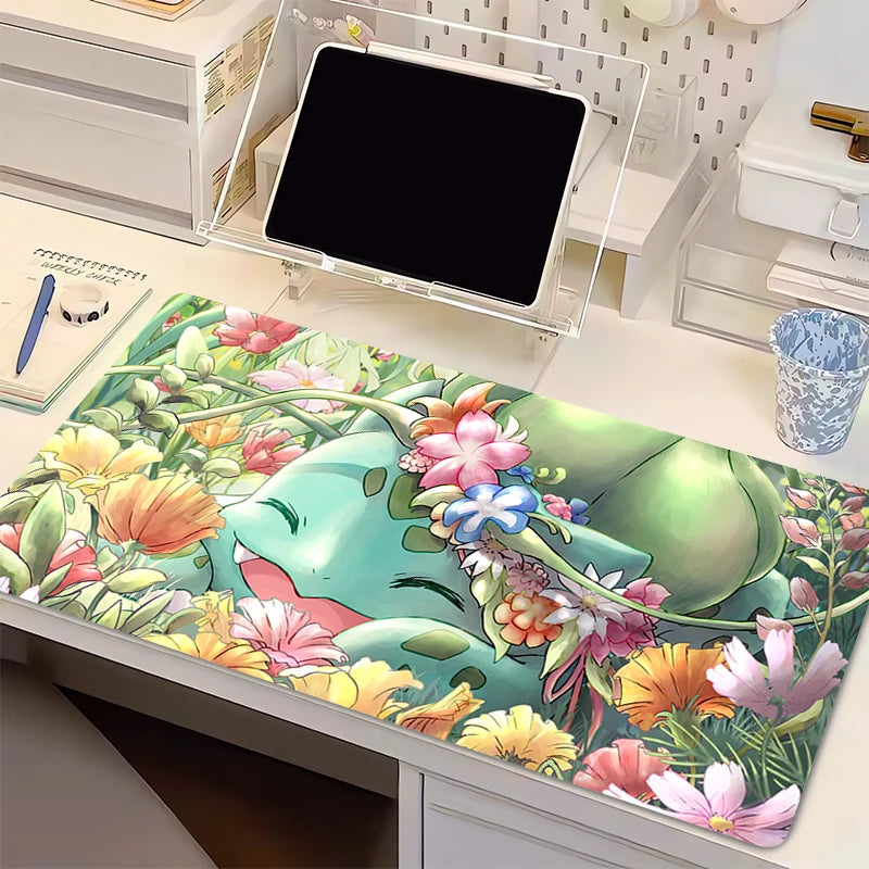 Mouse Pad Anime Gaming Accessories Varmilo P-pokemonS Gamer Keyboard PC B-bulbasaur Computer Desk Mat Kawaii Green Mousepad Gift