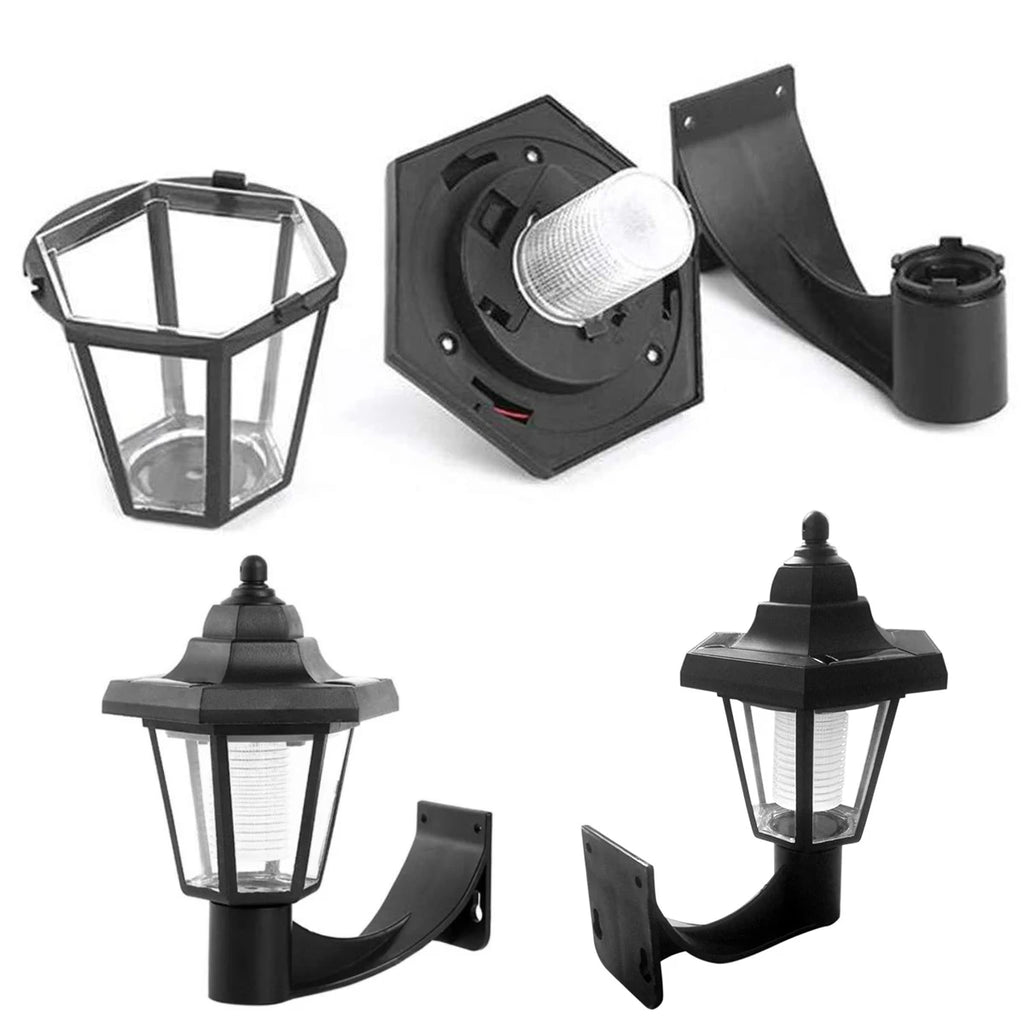 2Pcs Solar Wall Light Outdoor LED Light Hexagonal Solar Lantern Light Waterproof Auto On/Off Retro LED Wall Lamp Garden Decor