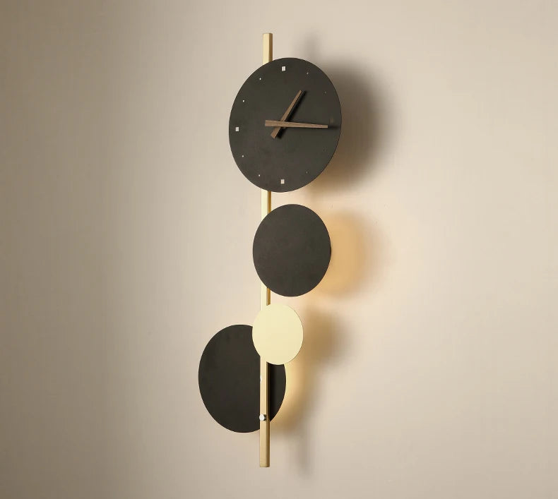 Nordic Creative  Acrylic Black Gold LED Clock  Wall Light Bedroom Dining Room Living Room Lighting Fixtures