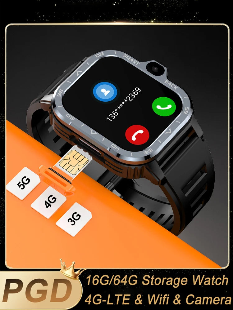 4G Smart Watch Android 8.1 4GB RAM 128G ROM Wifi Dual Camera SIM Card Fitness Tracker Google Play Heart Rate Rugged Smartwatch
