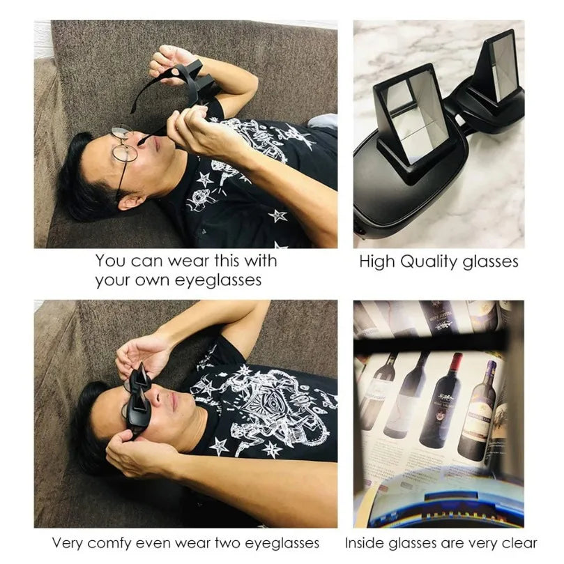 Amazing Lazy Creative Periscope Horizontal Reading Books Sit Glasses On Bed Lie Down View TV Myopia Usable Prism Spectacles