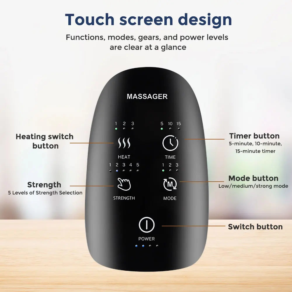 Cordless Hand Massager Machine for Wrist Arthritis Vibartion Heat and Pressure Acupoint Physiotherapy Palms Finger Compression