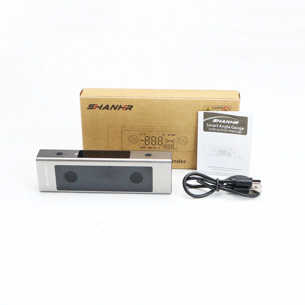 SHANHR 2 In 1 Laser Level Ruler Type-C Double Laser Angle Ruler Protractor Digital Inclinometer Measure Tool Protractor