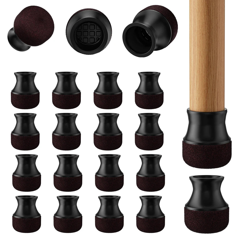 16PCS Chair Leg Protectors Silicone Chair Leg Covers with Thickened W/ Wrapped Felt Bottom Anti-Scratch for Hardwood Floors
