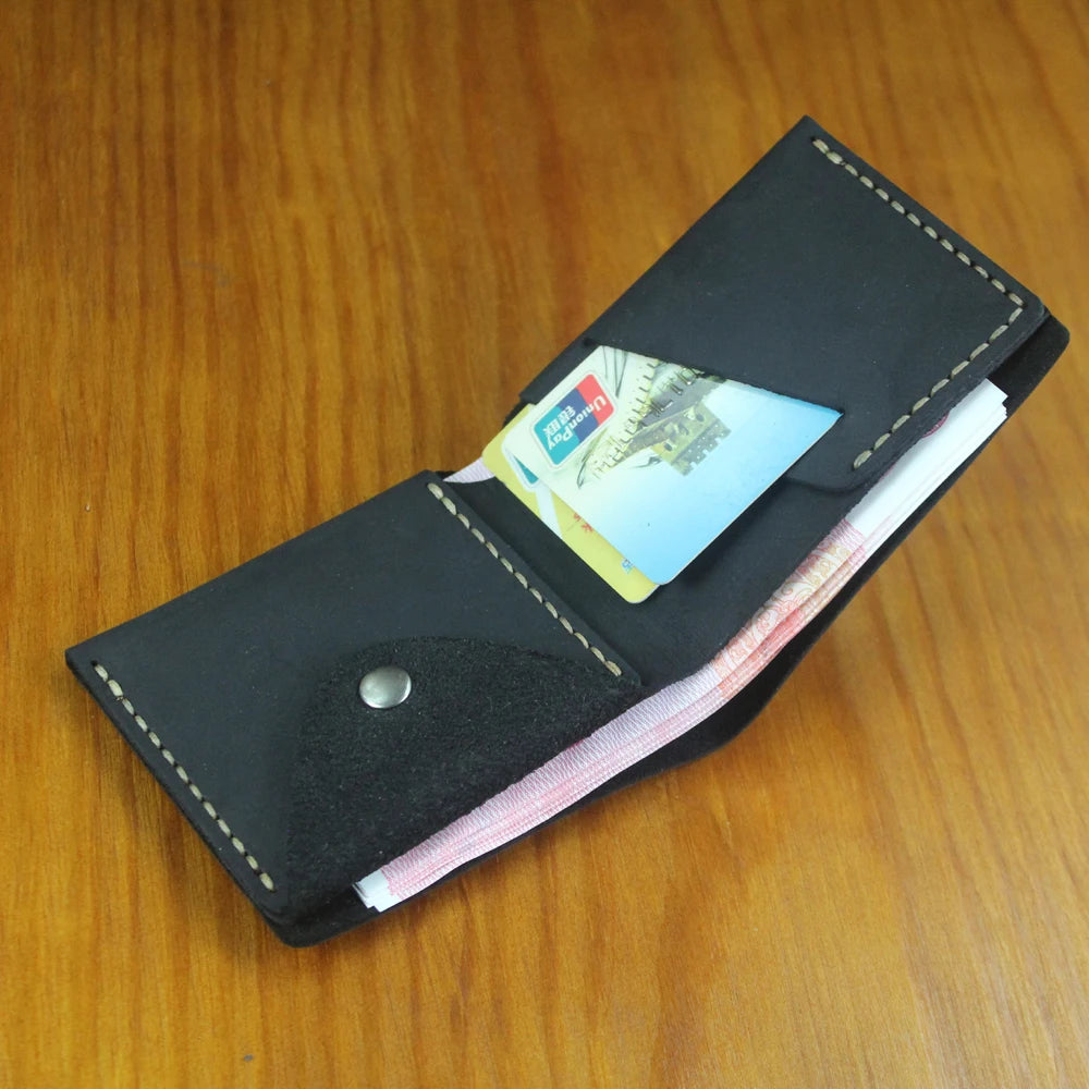 Luxury Handmade Genuine Leather Men Wallet Bifold Purse Male Wallets Short Money Clip Vintage Leather Money Bag with zip pocket