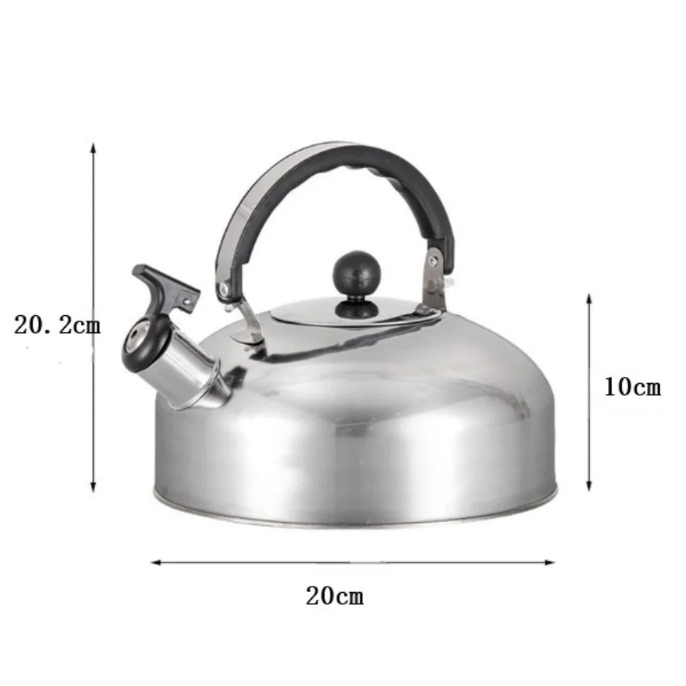 1Pcs Camping Cooking Teakettle Teapot Stainless Steel Whistling Kettle For Trips Whistling Kettle Stove Gas Water Kettle
