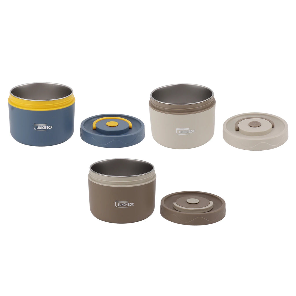 550ml Stainless Steel Insulated Bento Lunch Box Stackable 2 Tier Round Bento Lunch Box Stainless Steel Leakproof Food Container