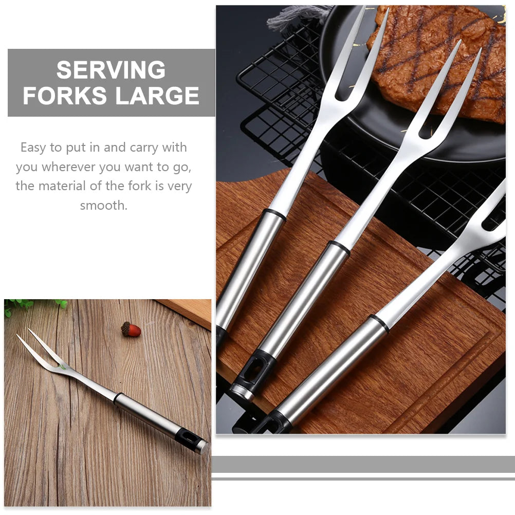 1pc U Shape Stainless Steel Meat Fork BBQ Fork Outdoor Roasting Fork Large Serving Fork Grill Skewers Roasting Sticks Barbecue
