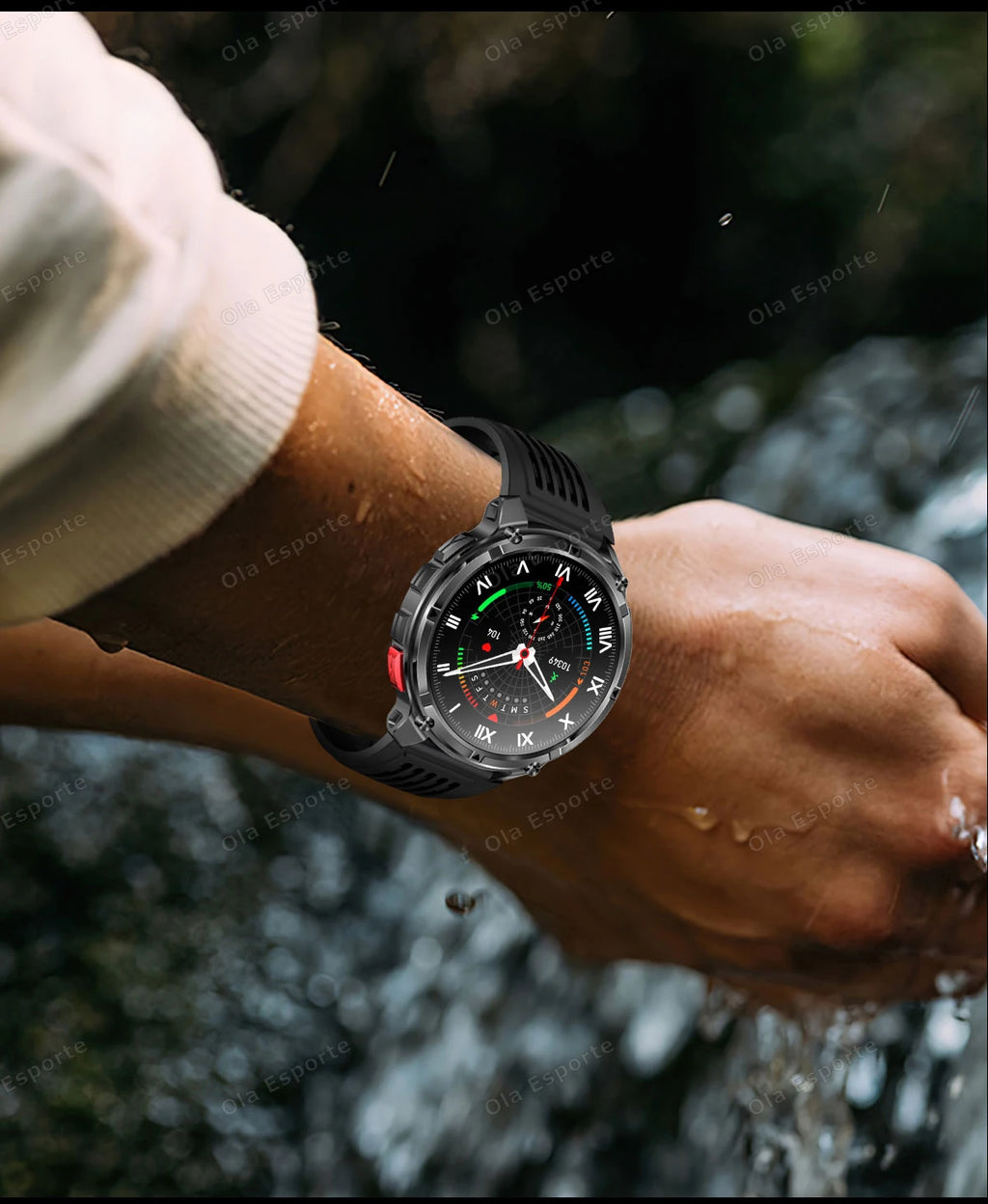 2026 New 1100mAh 1.7 Inch Smart Watch GPS path 5ATM Waterproof Sports Run Hiking Outdoors Compass Flashlight Military Smartwatch