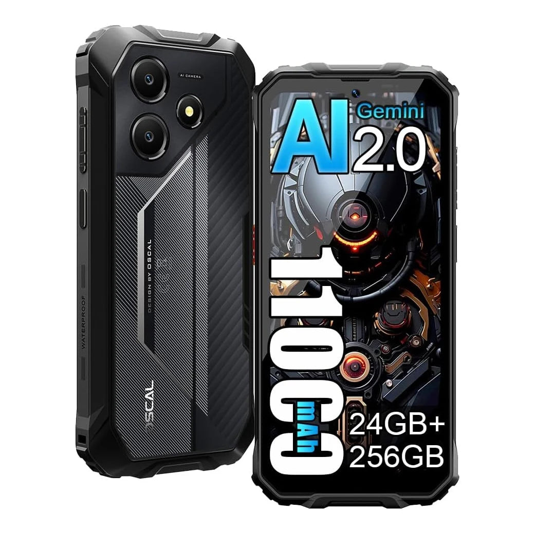 OSCAL Marine 2 AI Outdoor Mobile Phone, 6.56 Inch Rugged Smartphone Android 15, 8+16GB RAM, 256GB+2TB ROM 11000mAh, Unisoc T615