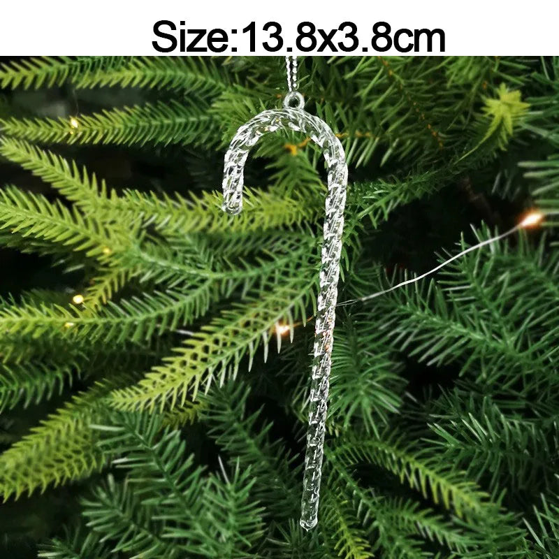 5pcs Christmas Home Decorations Crystal Acrylic Ornaments Snowflake Elk Xmas Tree Hanging Pendants Navidad 2025 New Year Gift