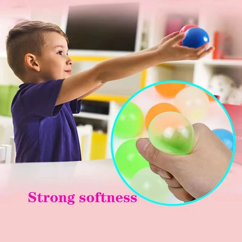Luminous Wall Target Ball Sucker Sticky Decompression Toy Squeeze Ball Colorful TPR Stress Relief Balls Random Color