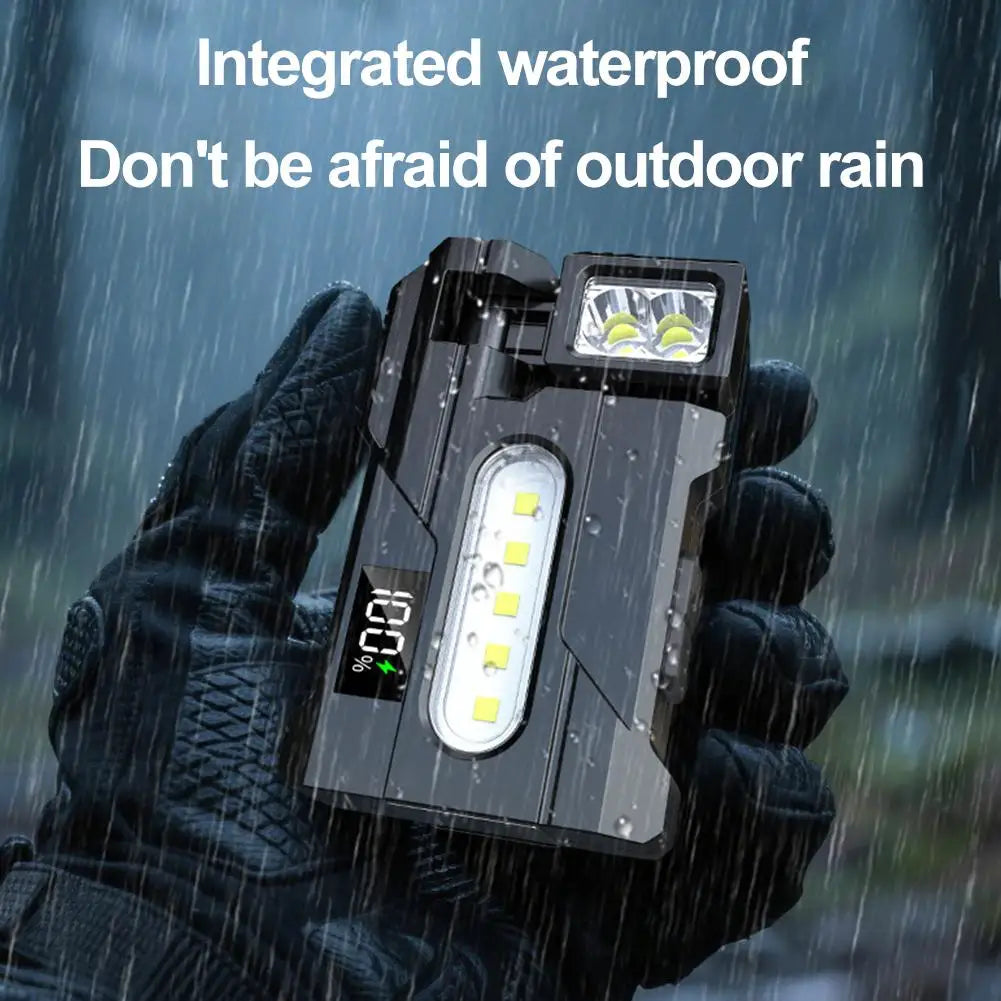 Outdoor Adjustable Angle Flashlight 1200 Lumens COB LED Zoomable Work Light USB Rechargeable Torch for Camping Hiking