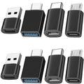 8pcs USB to USB C Adapter, USB Type C Female to USB Adapter, Micro USB to USB C Female Male Converter Connector, for Laptop Car