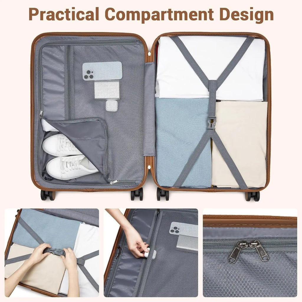 Kono 20/24/28 Inch Optional ABS+PC Hard Shell Luggage, Lightweight Carry On Trolley Suitcase with TSA Combination Lock, Silent 360° Spinner Wheels for Business Holiday Travel
