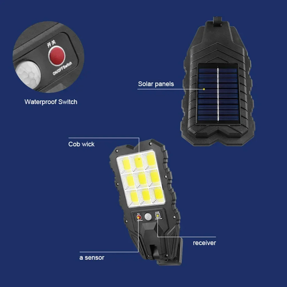 induction Solar Light Outdoor With 3 Mode Waterproof Motion Sensor Security Lighting LED Wall Street Lamp for Garden 108COB