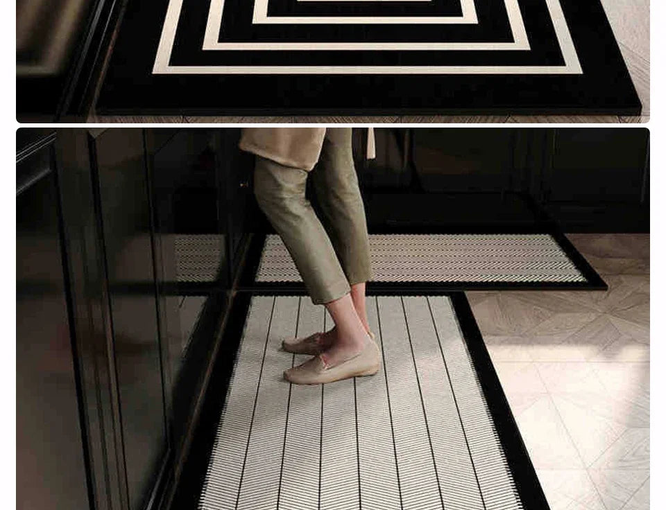 Kitchen Carpet Waterproof Oil-proof Floor Mat Pvc Leather Non-slip Foot Mats Long Strip Home Decoration Rug Alfombra De Cocina