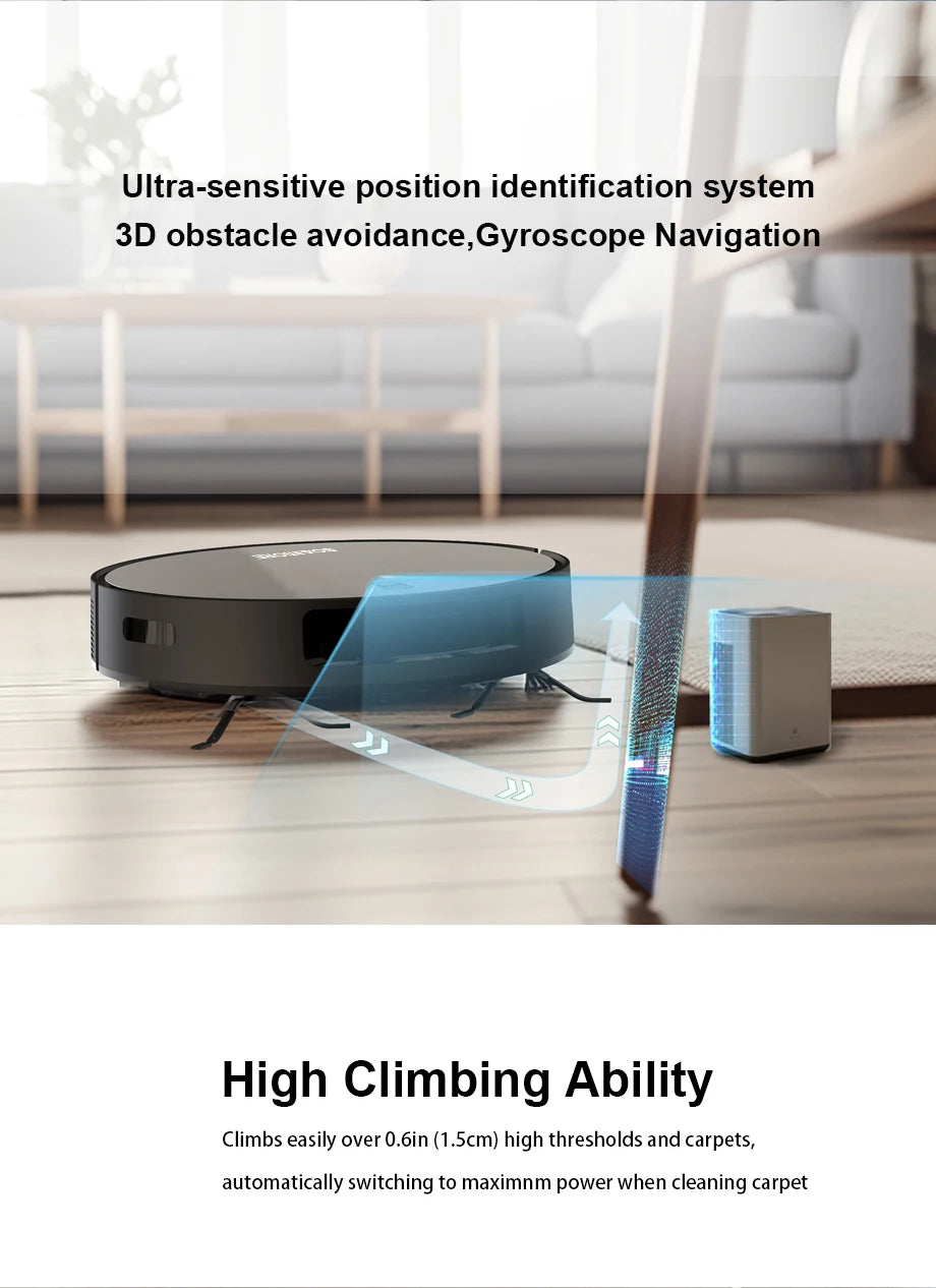 Robot Vacuum Cleaner Combo Mop,6000PA Suction Robotic,WiFi/Voice Control,Auto-Recharge,Pet Hair For Home Vacuum Cleaning Robotic