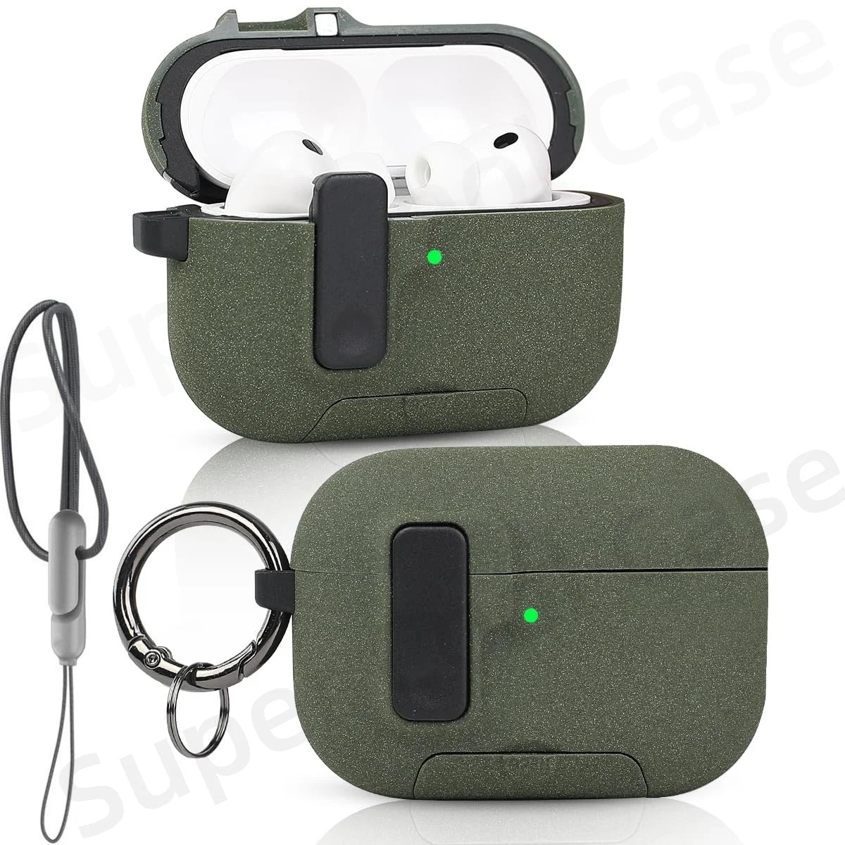 2025 For AirPods Pro 3 Case with Secure Lock & Lanyard For AirPods Pro3 Case Protective Cover with Phone Stand For AirPods Pro 3