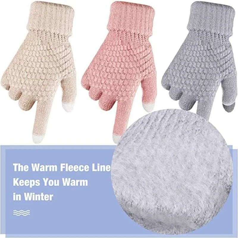 Winter-lined Gloves for Both Men and Women - Thickened Elastic Touch Screen Compatible, Cold-proof and Warm Gloves