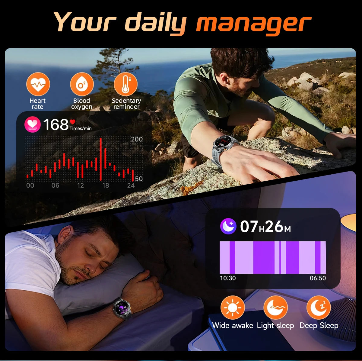 LIGE New GPS Outdoor Sports Smart Watch Men AMOLED Screen LED Flashlight Heart rate Waterproof Bluetooth Call 1000mAh Smartwatch