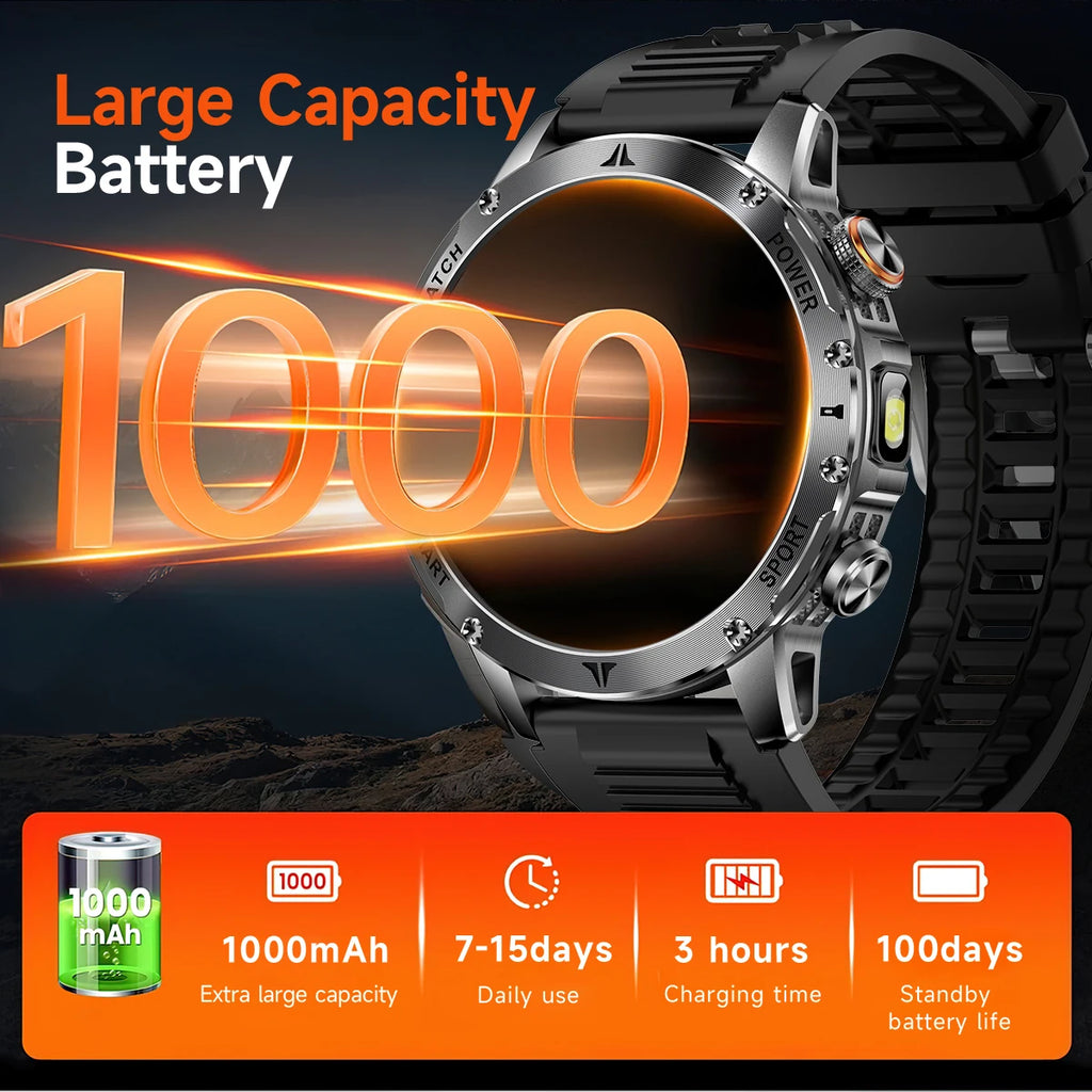 Military 1000mAh Large Battery Smart Watch Digital Bluetooth Call Sports Smartwatch Electronics Watches for Man Android 2026 New
