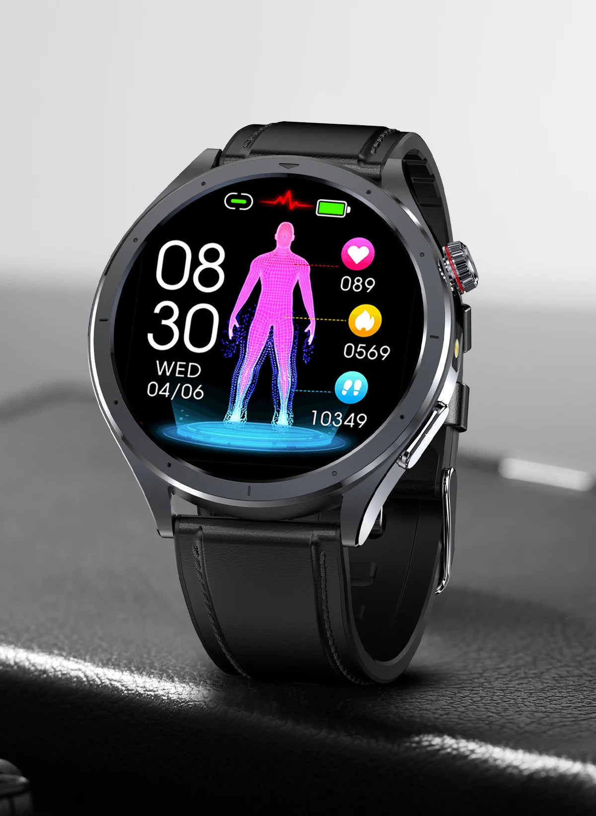 2026 New Body Fat Analysis Health Smart Watch ECG+PPG Uric Acid Blood Pressure Blood Oxygen Clock Call Smart Watch For Men Women