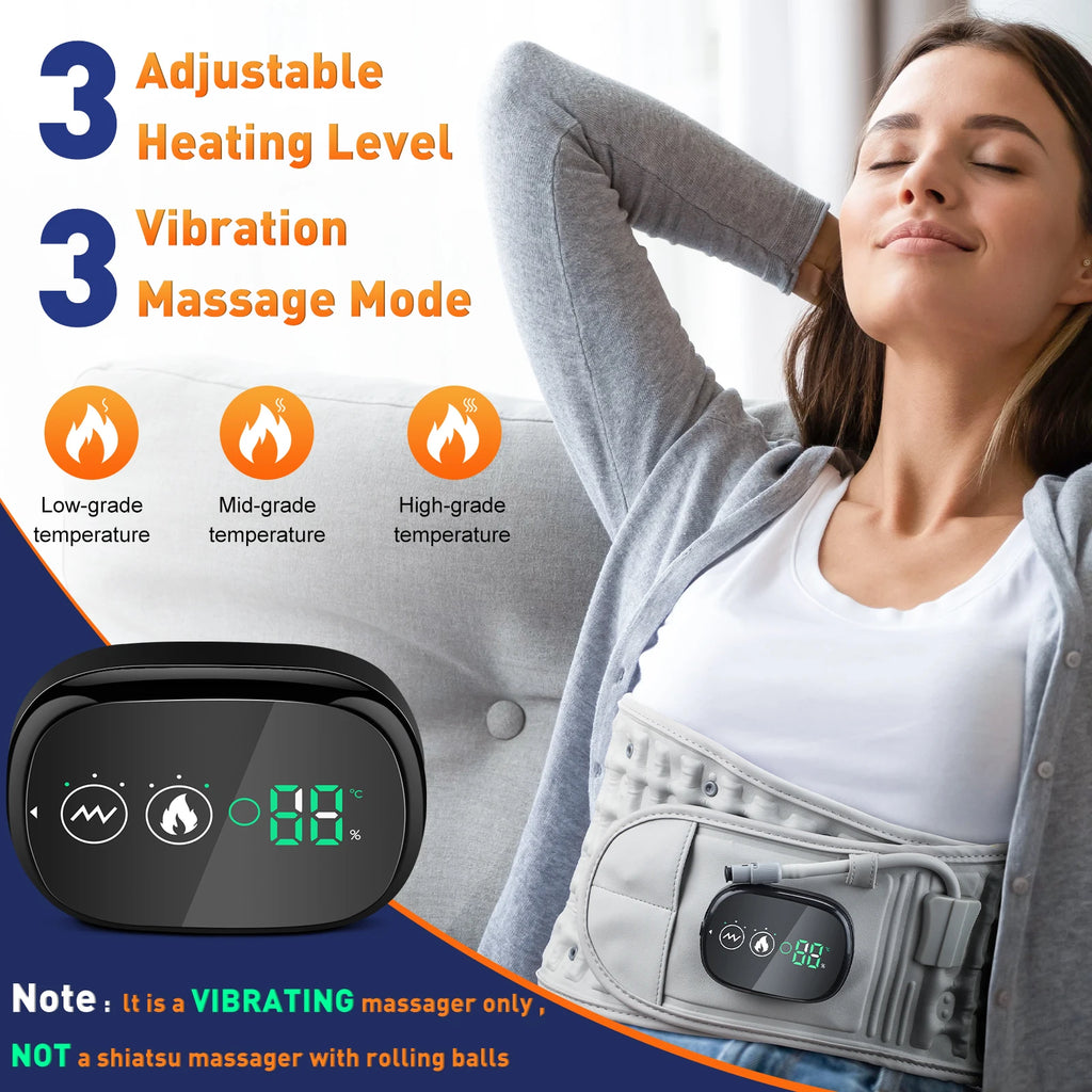 Electric Heating Waist Massage Belt Infrared Vibration Hot Compress Lumbar Brace Spine Protect Massager Back Support Belt