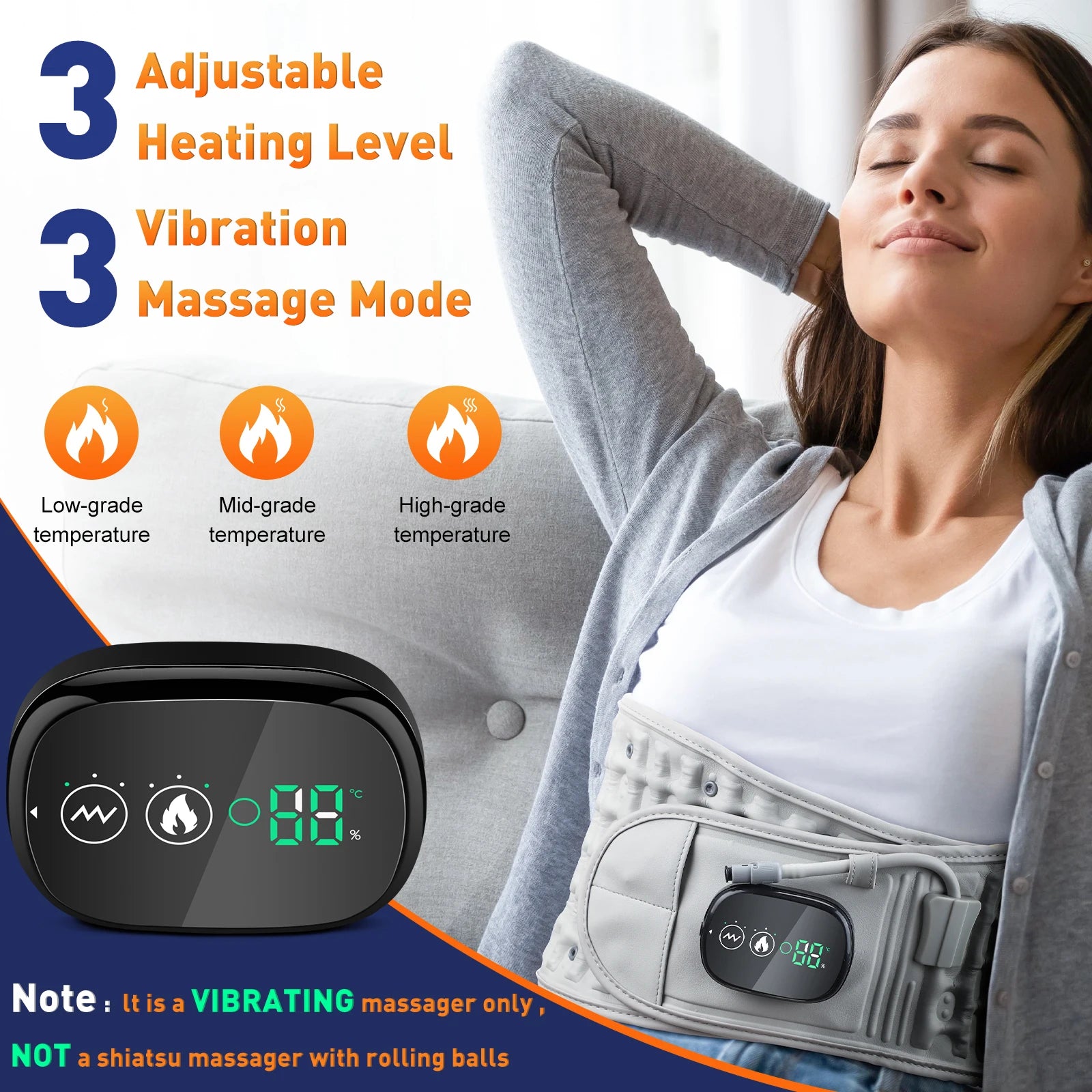 Electric Heating Waist Massage Belt Infrared Vibration Hot Compress Lumbar Brace Spine Protect Massager Back Support Belt