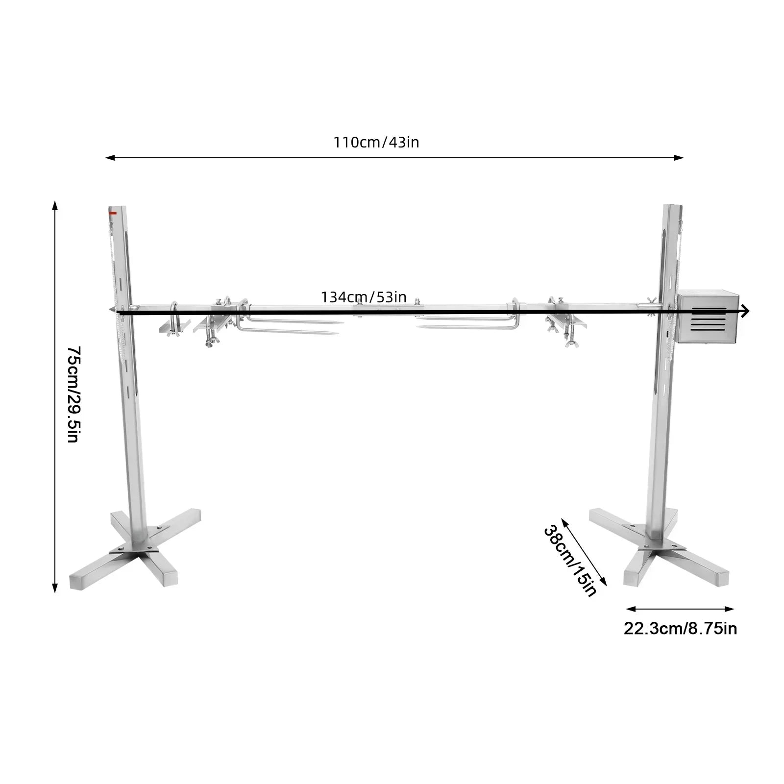 53" Large Grill Rotisserie Spit, Bbq Grill Rotisserie Kit, Universal Gas Grill Rotisserie Kit, Roaster Rod Charcoal Bbq Chicken