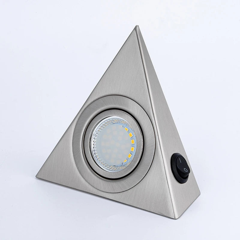Geometric Stainless Steel Cabinet Light with Switch for Kitchen Wardrobe Bookshelf Lighting Creative Triangle Indoor Wall Lamp