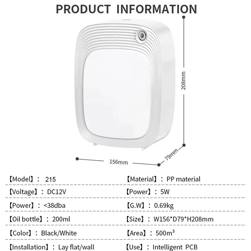 500m³ Aroma Diffuser Wifi Smart Home Fragrance Hotel Air Freshener Auto Flavoring Timing Room Aromatizer Essential Oil Diffuser