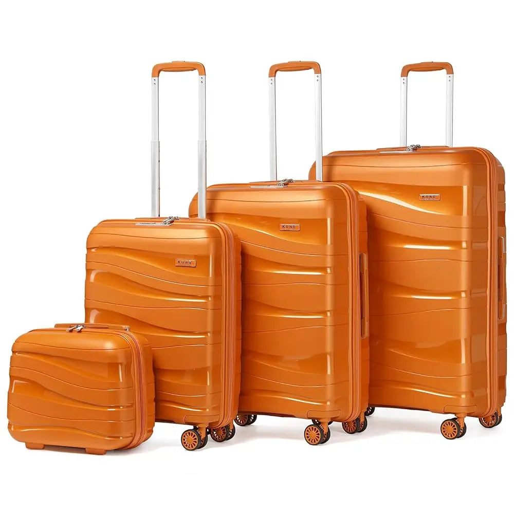Kono Luggage 4-Piece Lightweight Polypropylene Hard Shell Suitcase Set with TSA Locks & Spinner Wheels - 14"/20"/24"/28"