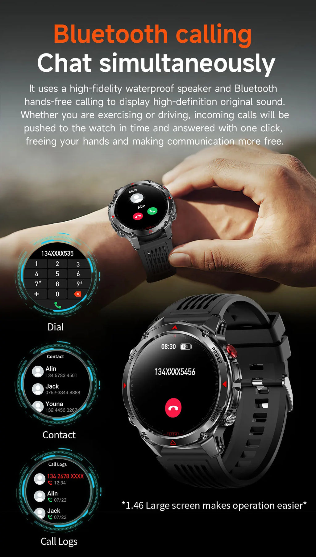 T-Rex 3 Pro Military Grade AGPS Smart Watch 10ATM Waterproof Dual-band GNSS Compass Altimeter AMOLED Swim Sports Smart Watch Men