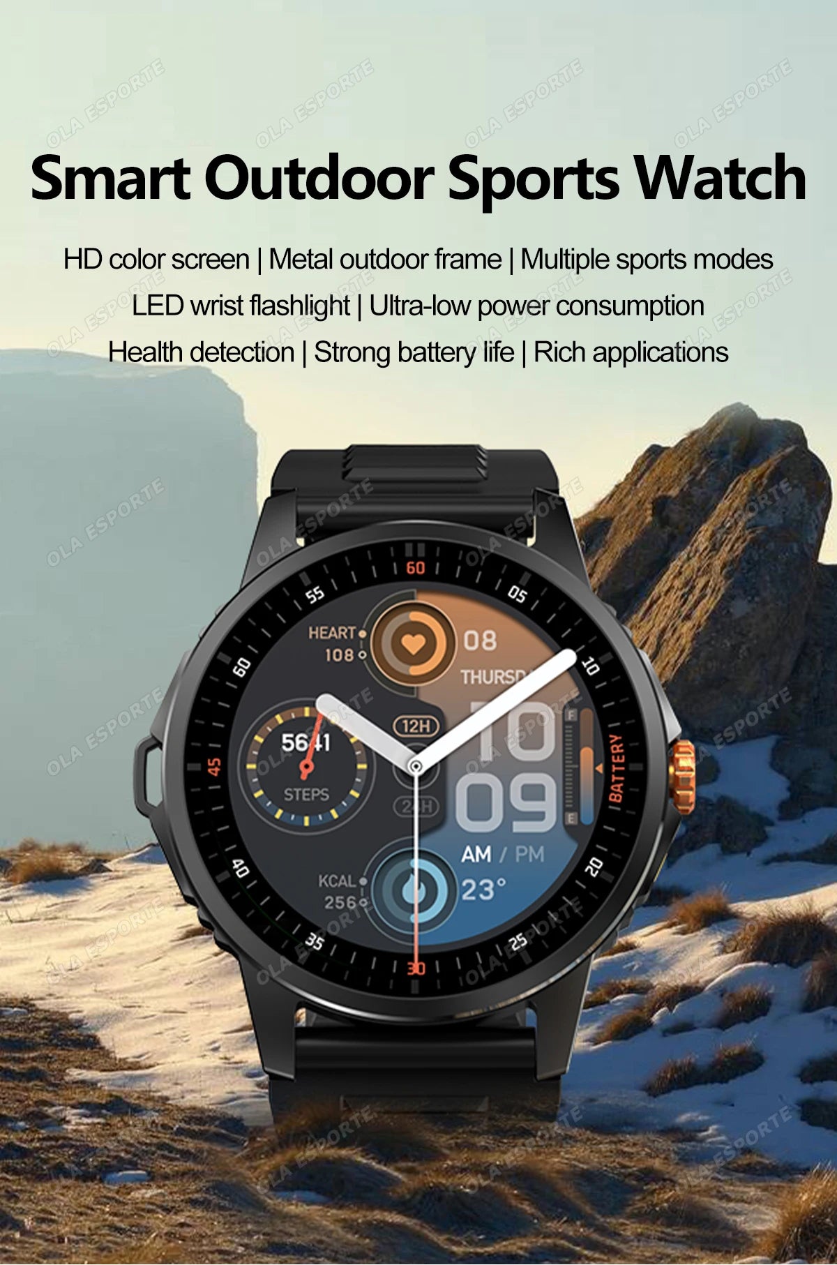 2025 New Men's GPS Sports Smart Watch 1.53'' AMOLED Display LED Flashlight Heart Rate Bluetooth Call 5ATM Waterproof Smartwatch