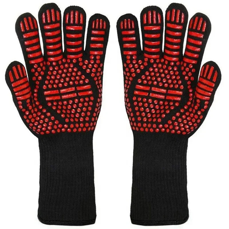 One Piece BBQ Gloves High Temperature Resistance Oven Mitts 500 800 Degrees Fireproof Barbecue Heat Insulation Microwave Gloves