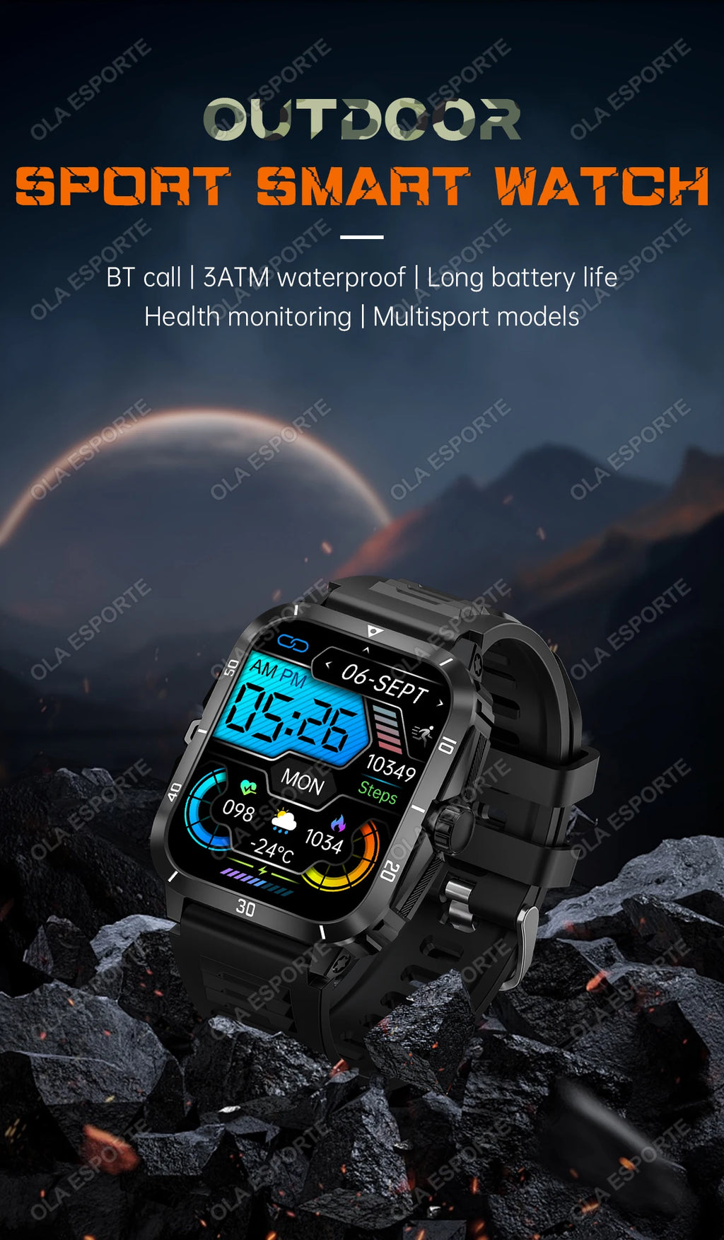 2025 Sport Smart Watch For Men 1.96'' Screen Blood Oxygen Bluetooth Call Watch 100+Sport Waterproof Smartwatch Man Reloj Hombre