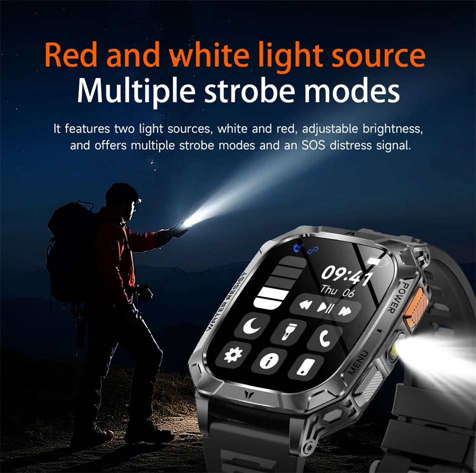 Upgrade 1400 mAh Battery Military Grade Smart Watch Men IP68 Waterproof 100+ Sports Modes Bluetooth Call AMOLED HD Smartwatches